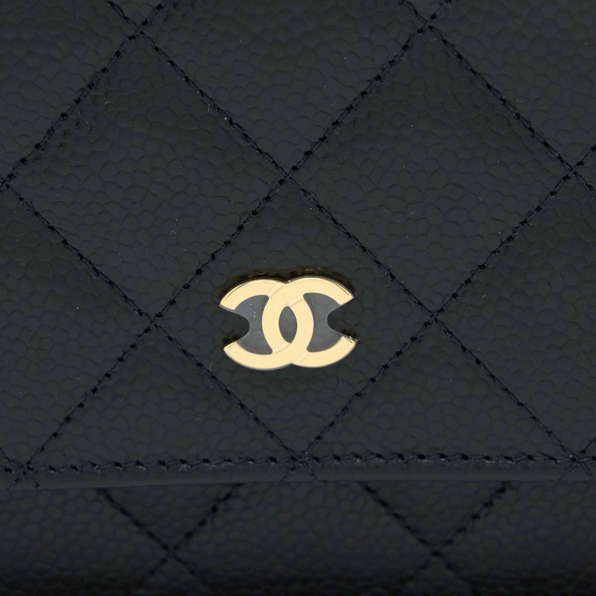CHANEL CLASSIC WALLET ON CHAIN CAVIAR BLACK GHW (MICROCHIP)