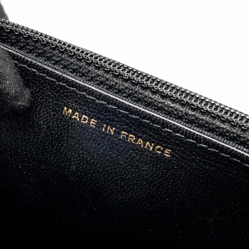 CHANEL DETAILED STRAP WALLET ON CHAIN LAMBSKIN BLACK WITH MULTICOLOUR HARDWARE (MICROCHIP)