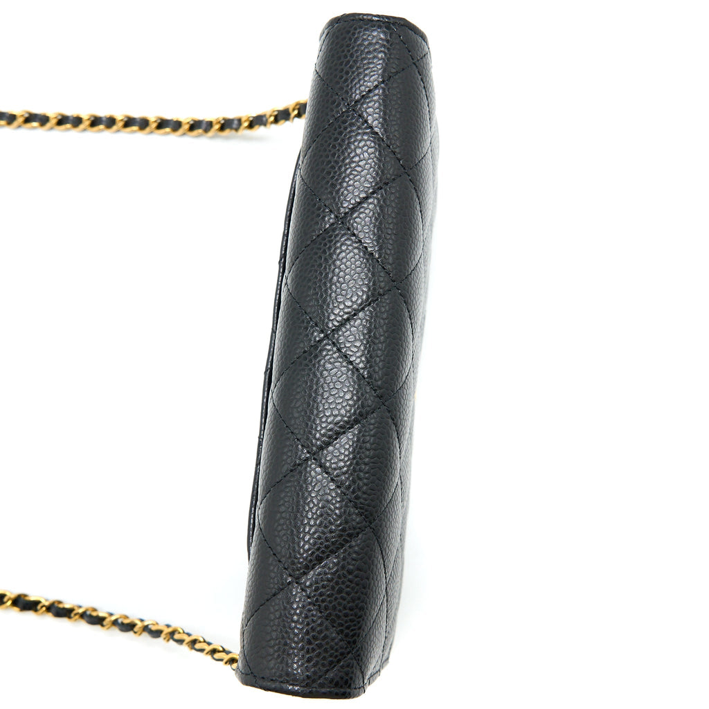 CHANEL CLASSIC WALLET ON CHAIN CAVIAR BLACK GHW (MICROCHIP)