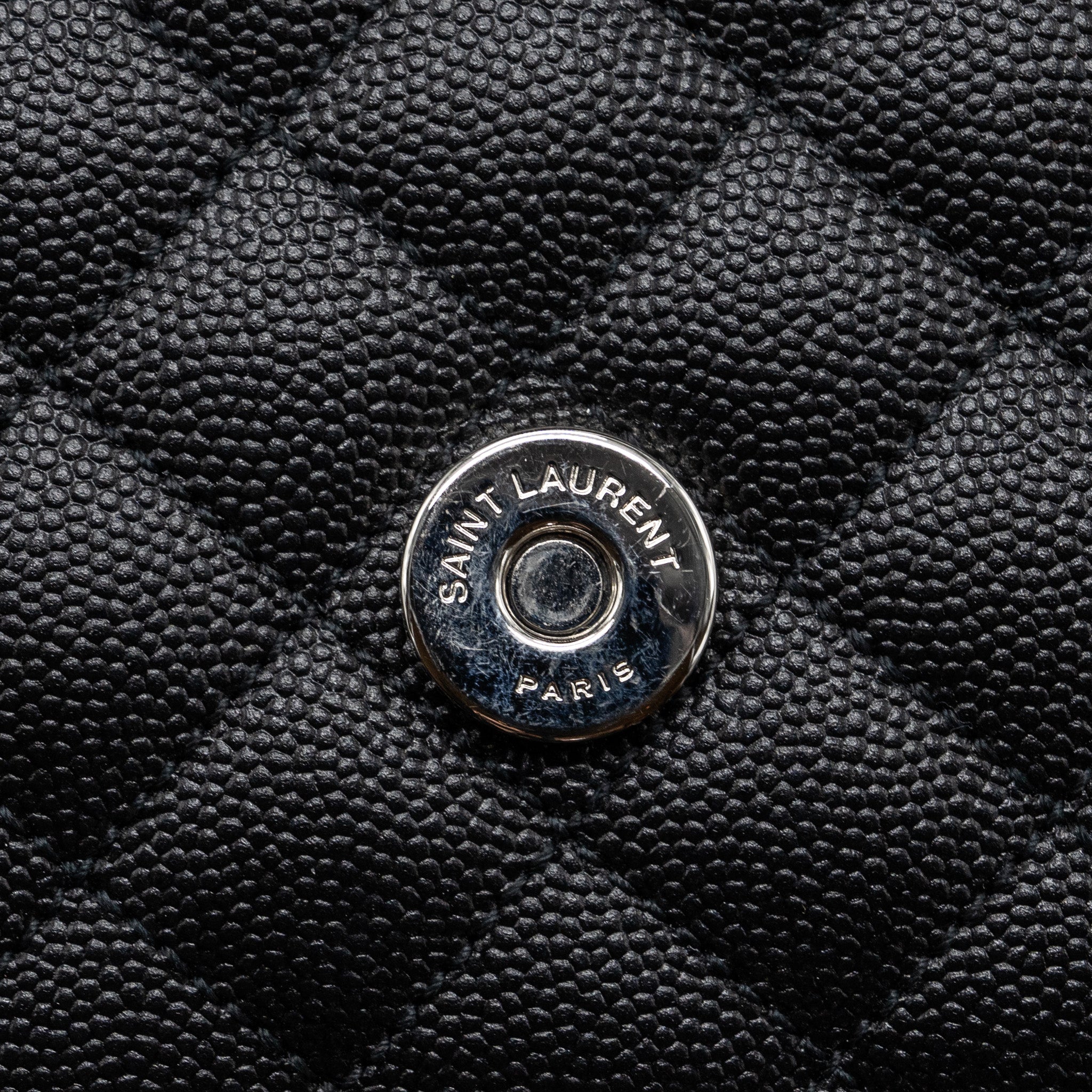 SAINT LAURENT/YSL ENVELOPE MEDIUM CHAIN BAG GRAINED CALFSKIN MIX MATELASSE BLACK SHW