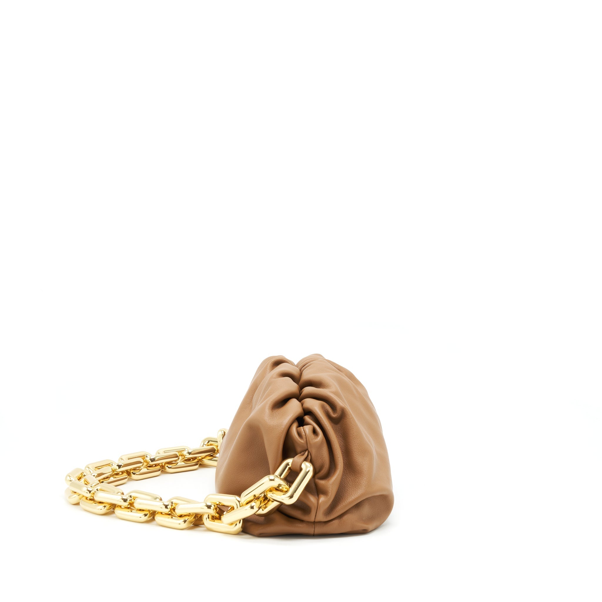 BOTTEGA VENETA CHAIN POUCH CALFSKIN CAMEL GHW