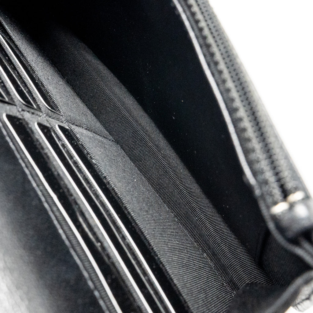 CHANEL DETAILED STRAP WALLET ON CHAIN LAMBSKIN BLACK WITH MULTICOLOUR HARDWARE (MICROCHIP)