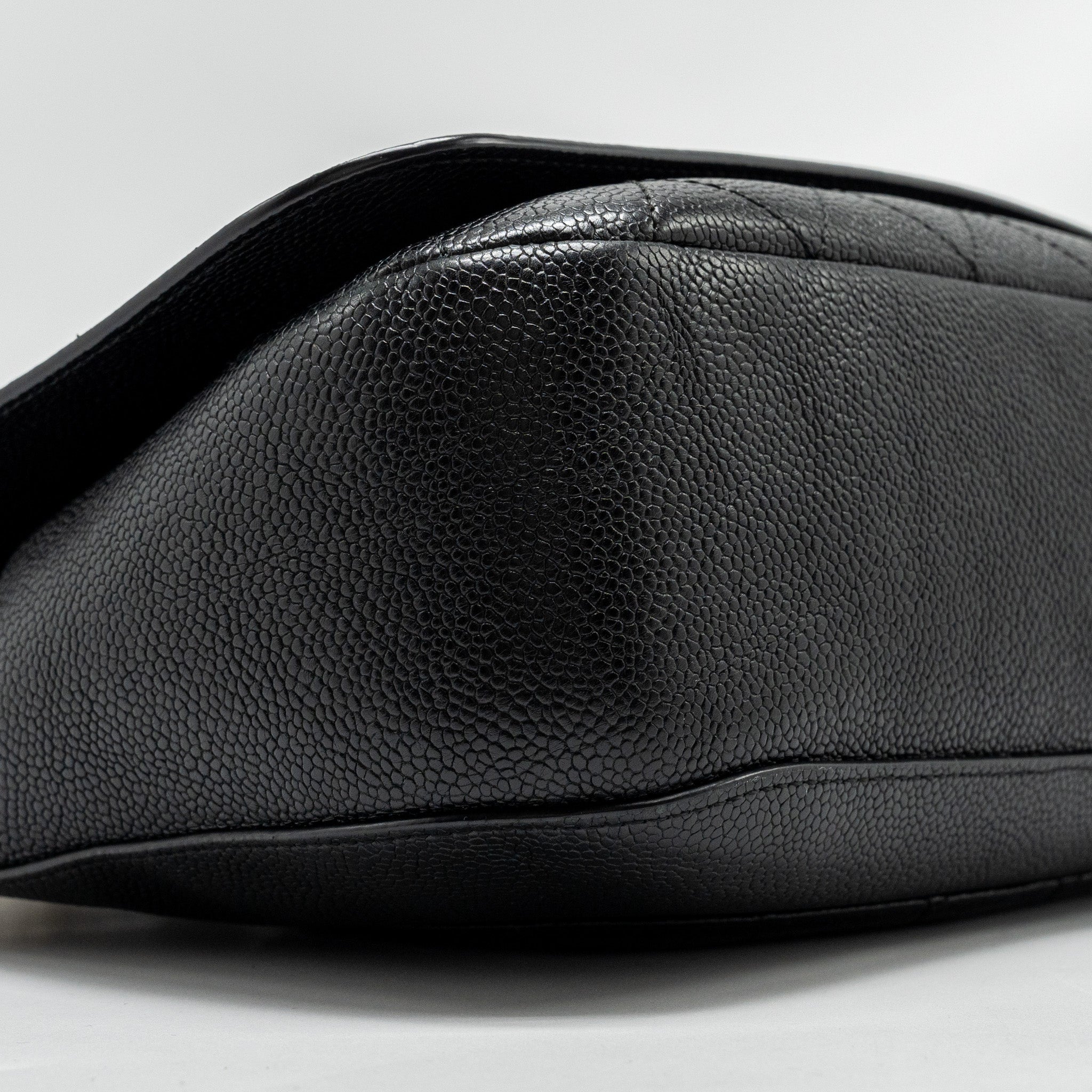 CHANEL LARGE TOP HANDLE FLAP BAG GRAINED CALFSKIN BLACK GHW