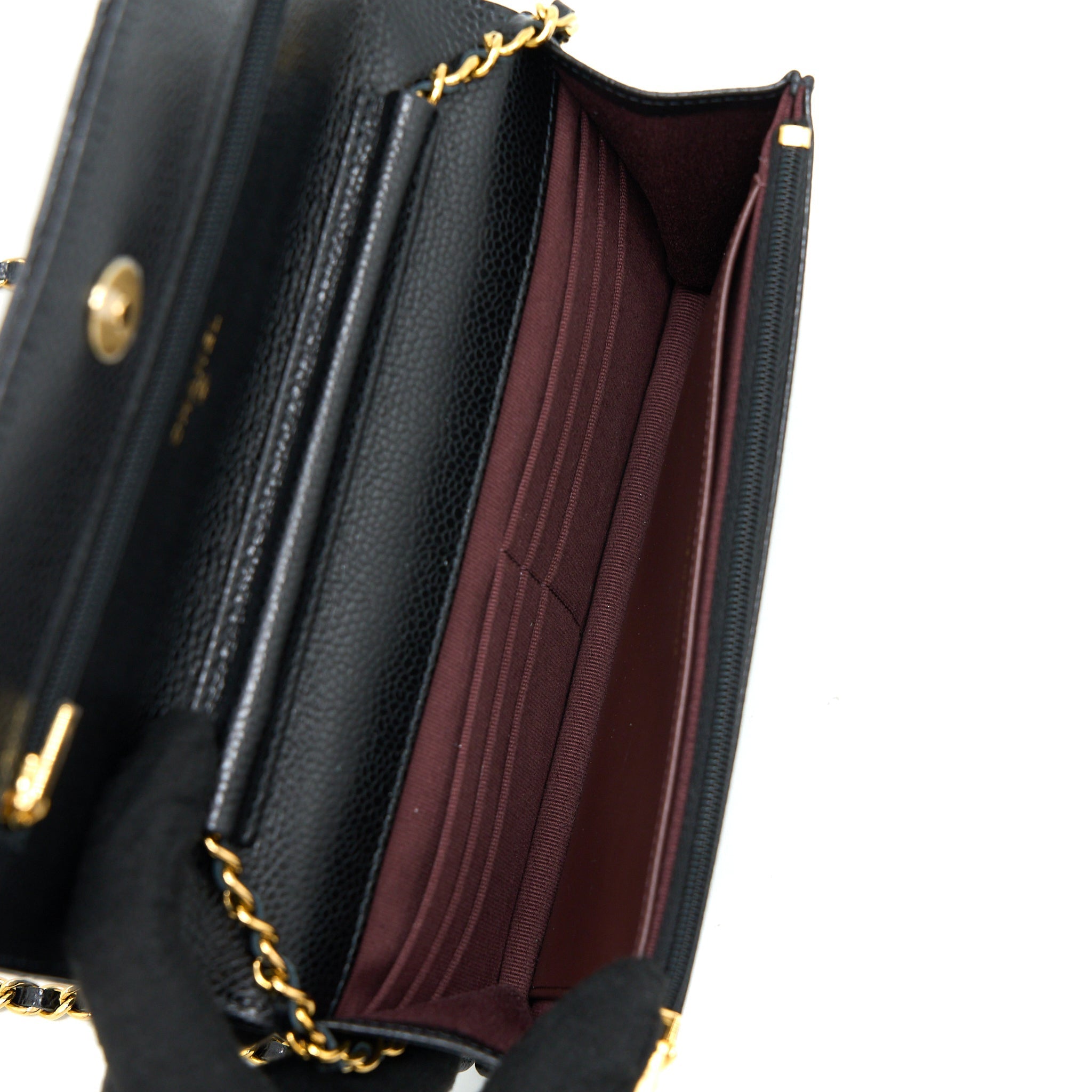 CHANEL CLASSIC WALLET ON CHAIN CAVIAR BLACK GHW (MICROCHIP)