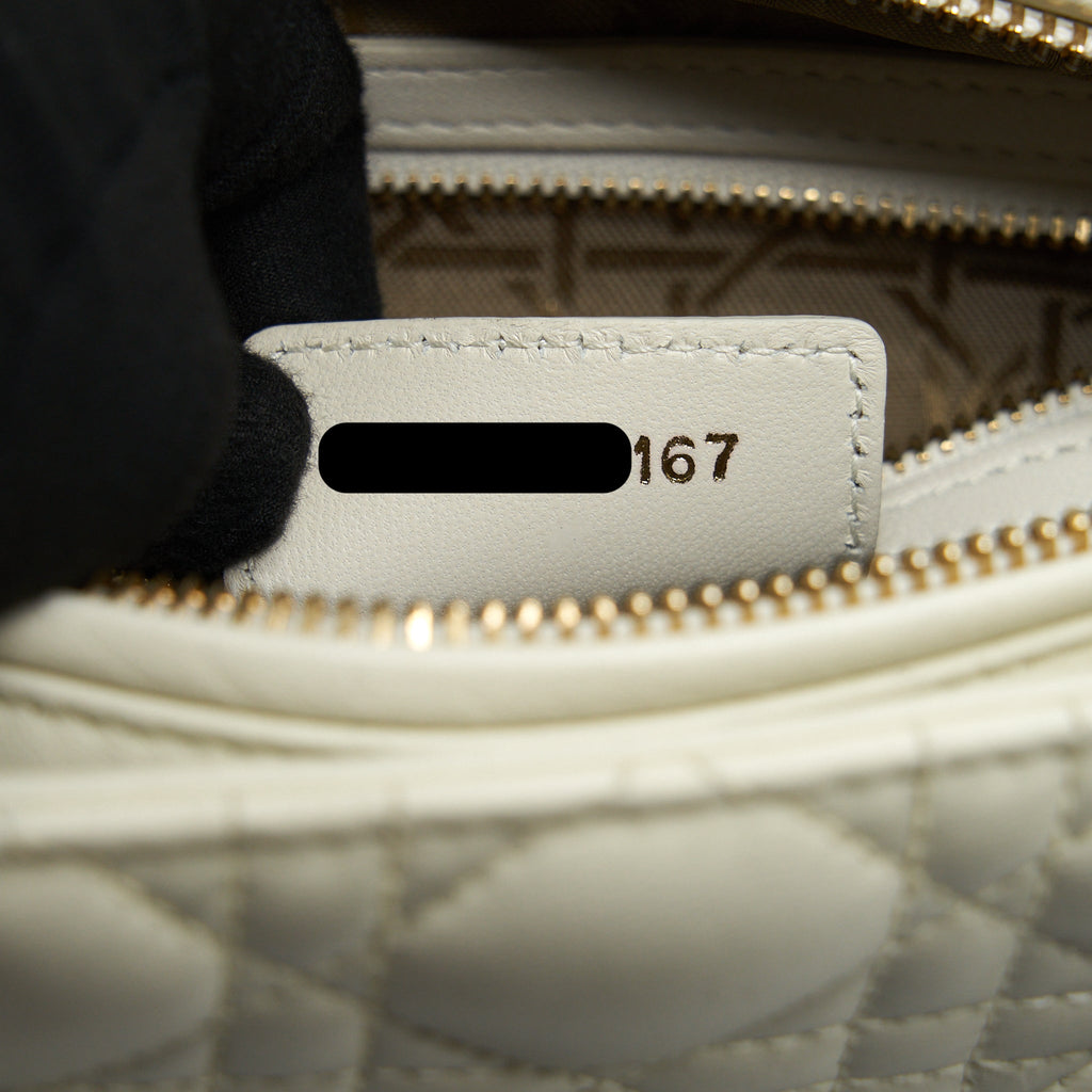 DIOR MEDIUM LADY DIOR BAG LAMBSKIN WHITE LGHW