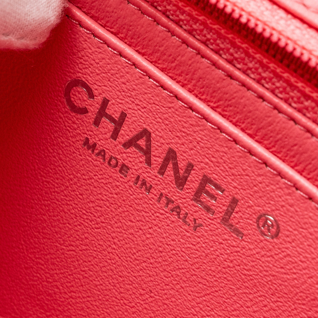 CHANEL MINI SQUARE FLAP BAG PATENT PINK SHW