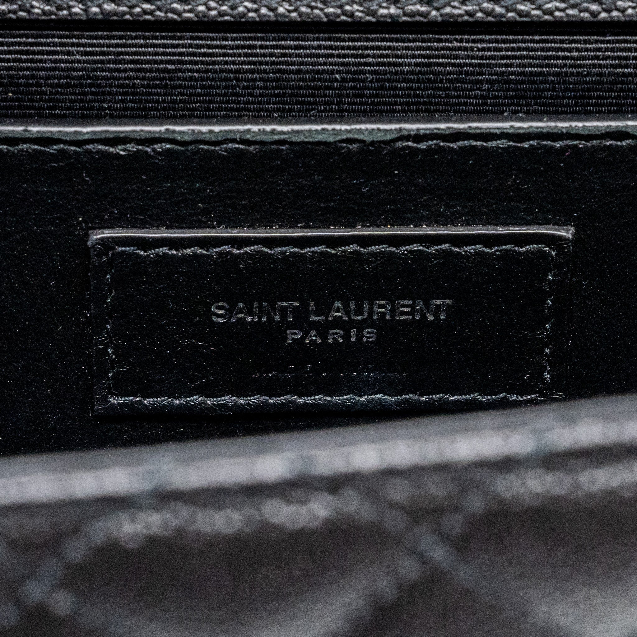 SAINT LAURENT/YSL ENVELOPE MEDIUM CHAIN BAG GRAINED CALFSKIN MIX MATELASSE BLACK SHW
