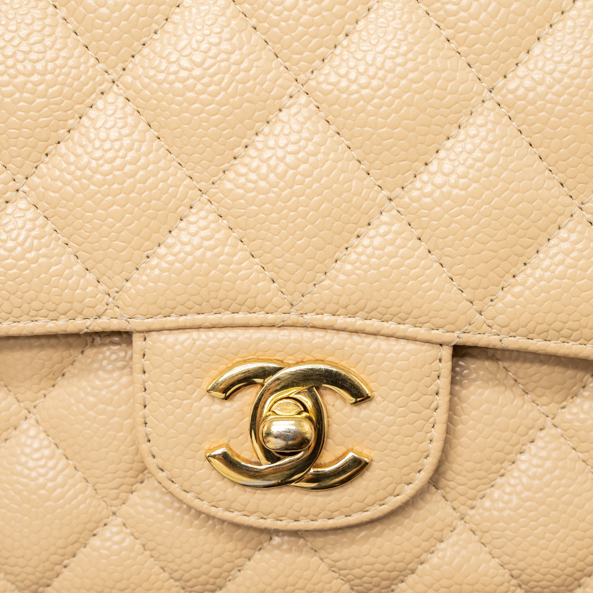 CHANEL MEDIUM CLASSIC DOUBLE FLAP BAG CAVIAR BEIGE GHW