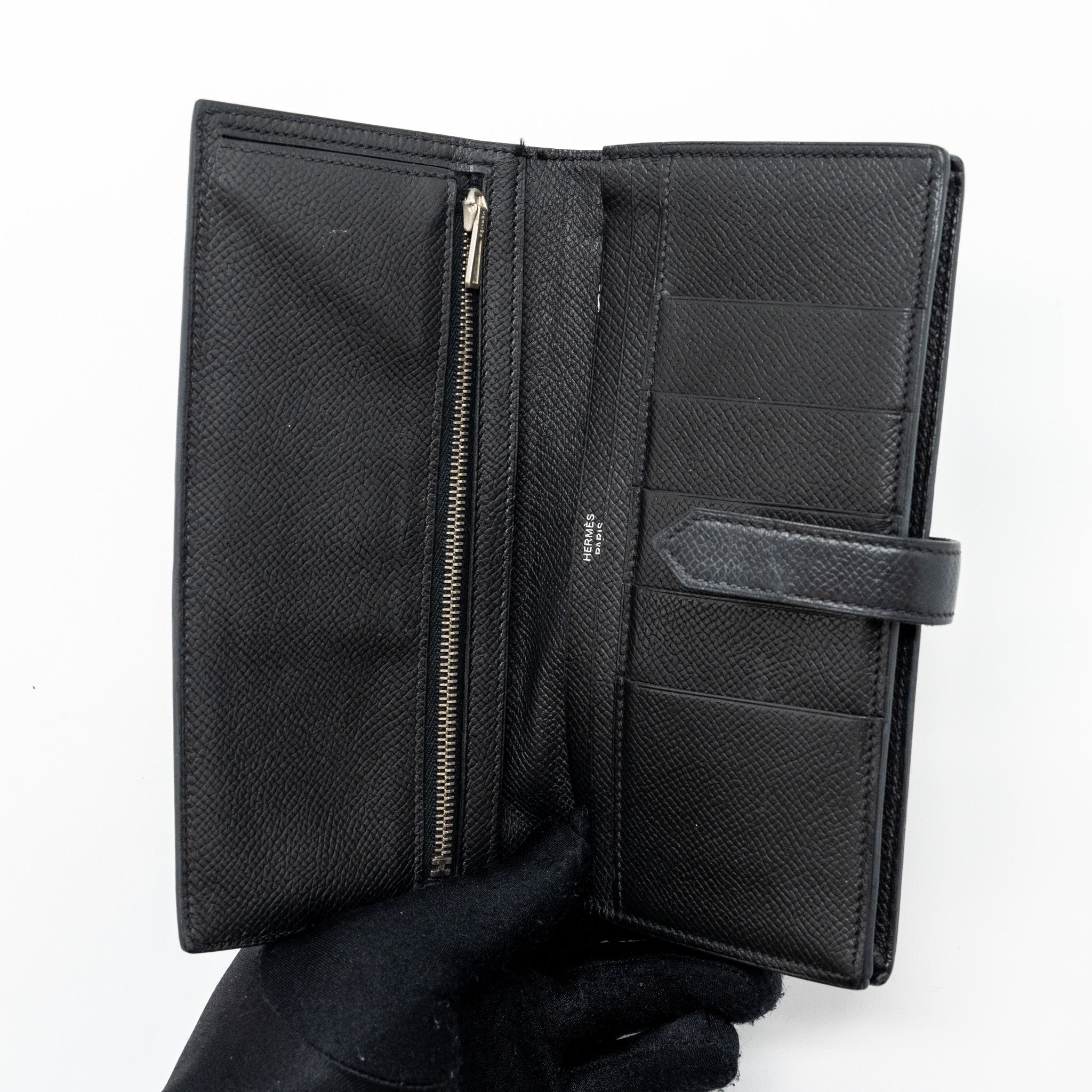 HERMES BEARN WALLET EPSOM BLACK SHW