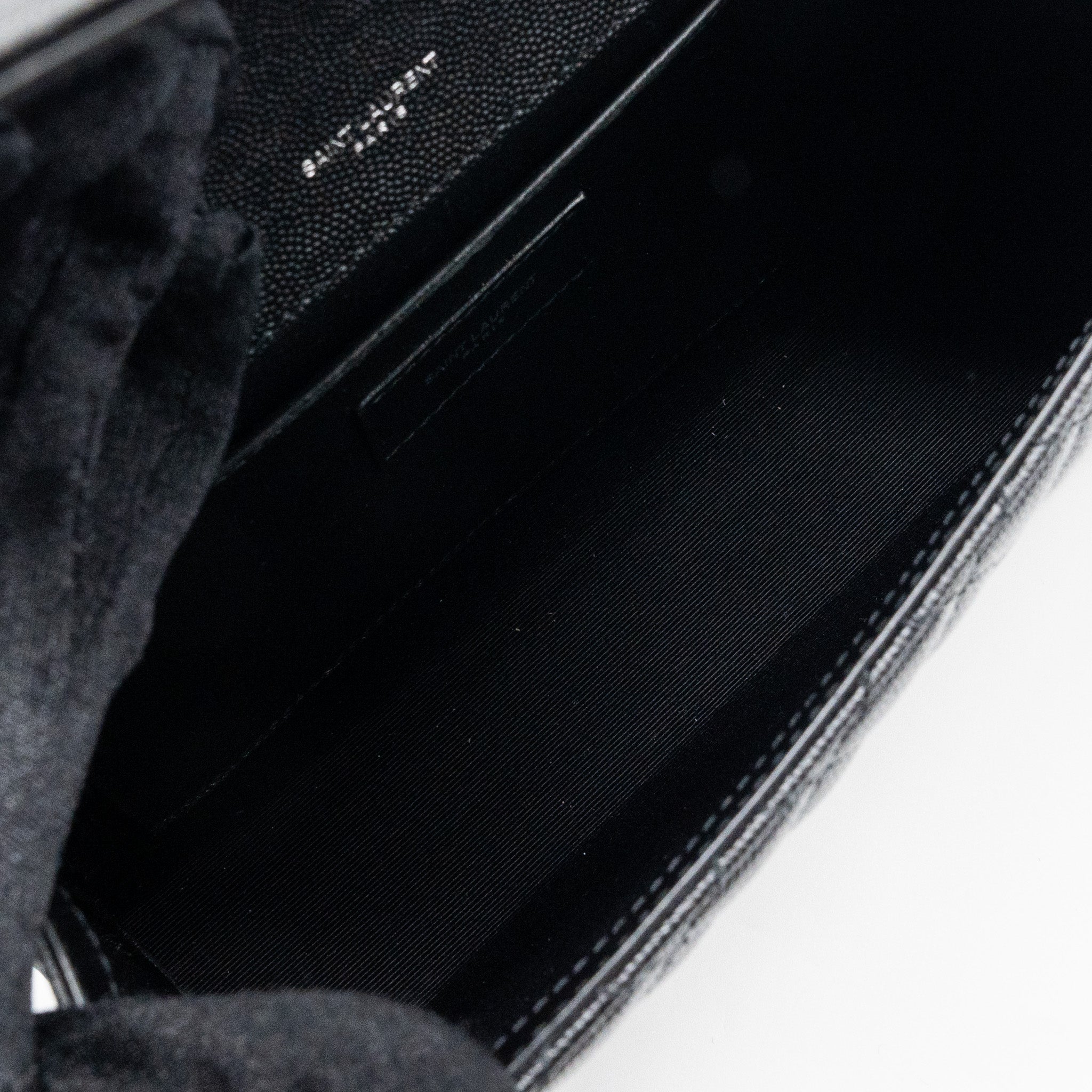 SAINT LAURENT/YSL ENVELOPE MEDIUM CHAIN BAG GRAINED CALFSKIN MIX MATELASSE BLACK SHW