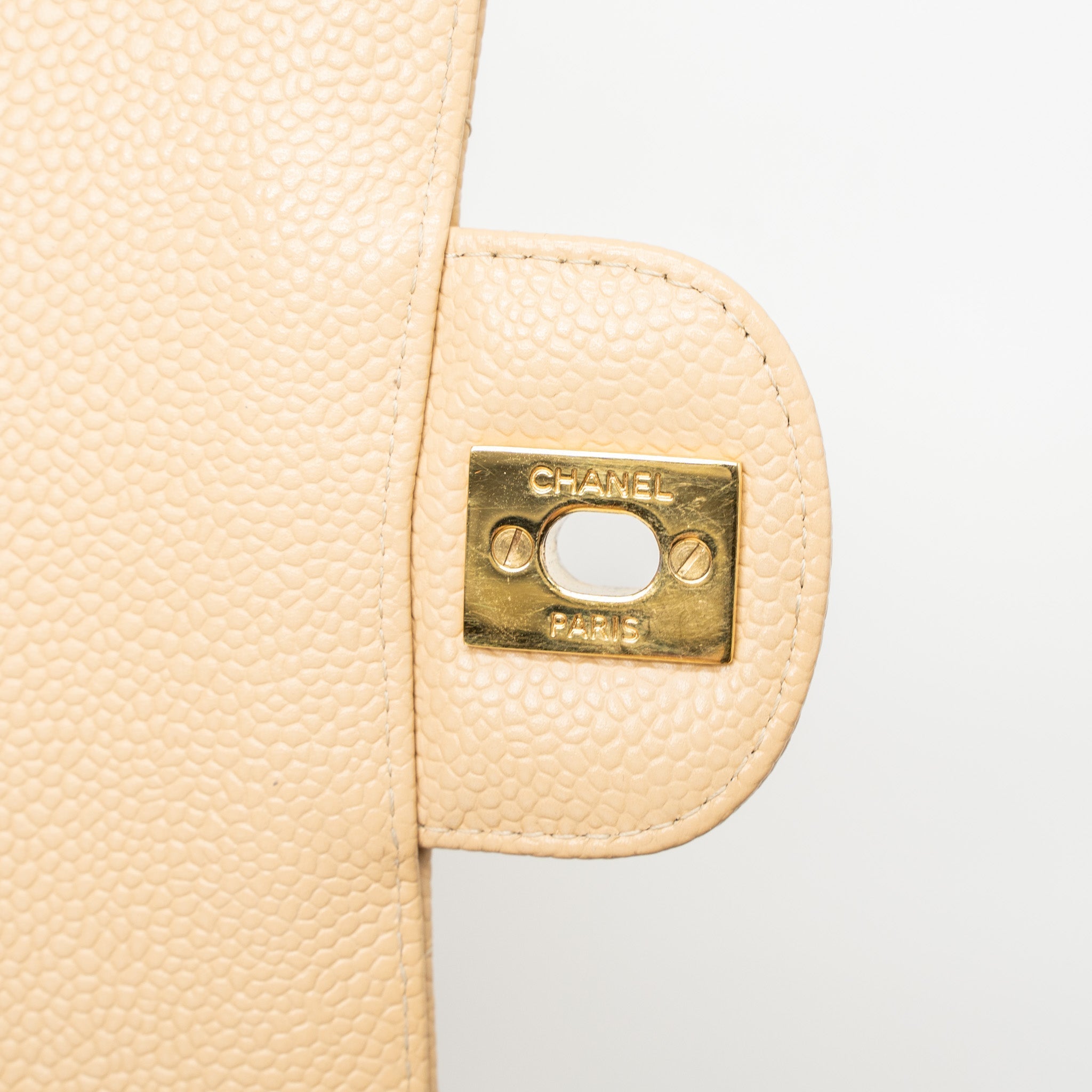 CHANEL MEDIUM CLASSIC DOUBLE FLAP BAG CAVIAR BEIGE GHW