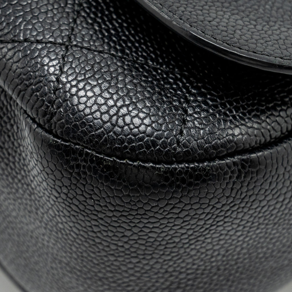CHANEL LARGE TOP HANDLE FLAP BAG GRAINED CALFSKIN BLACK GHW