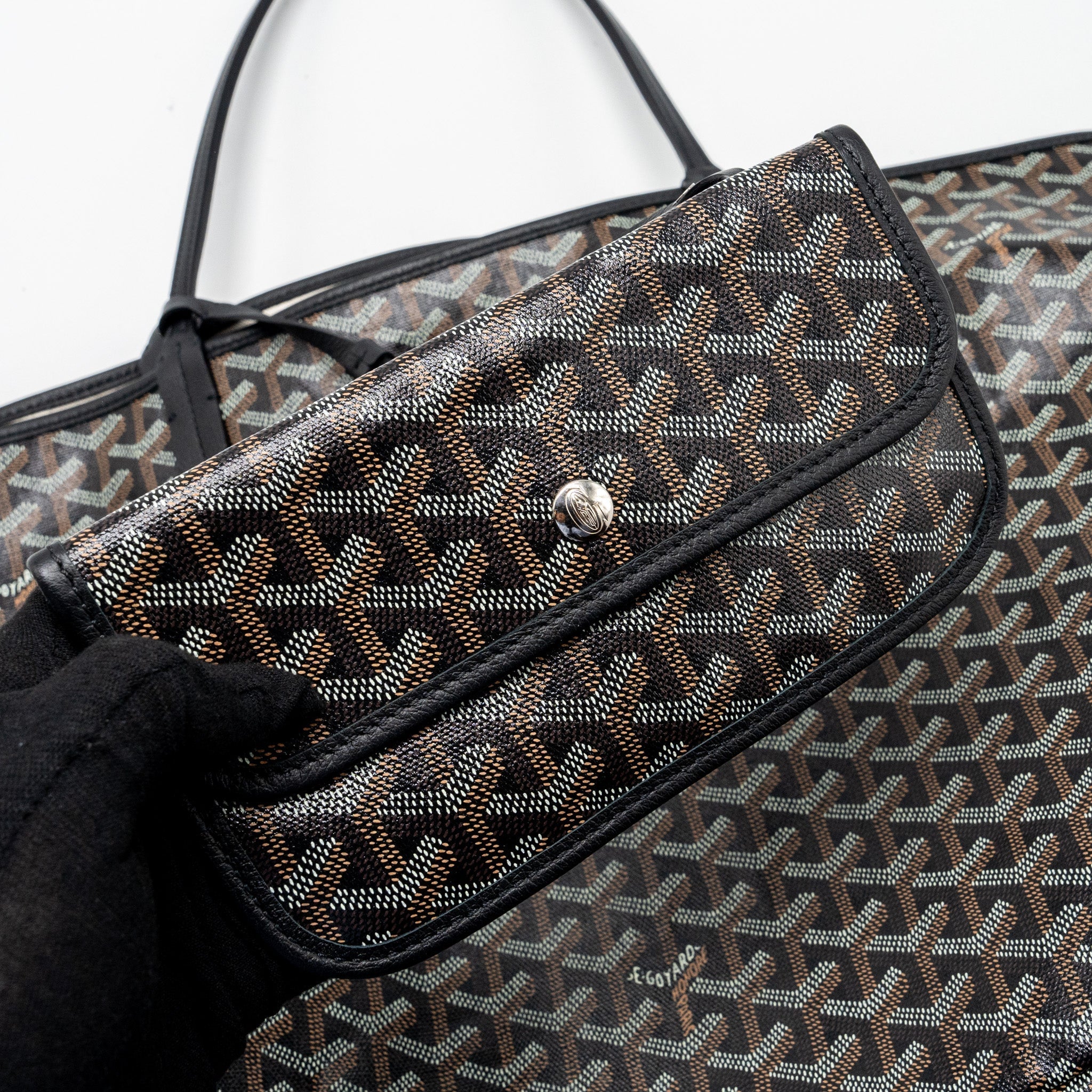 GOYARD SAINT LOUIS GM TOTE BAG GOYARDLINE CANVAS BLACK SHW