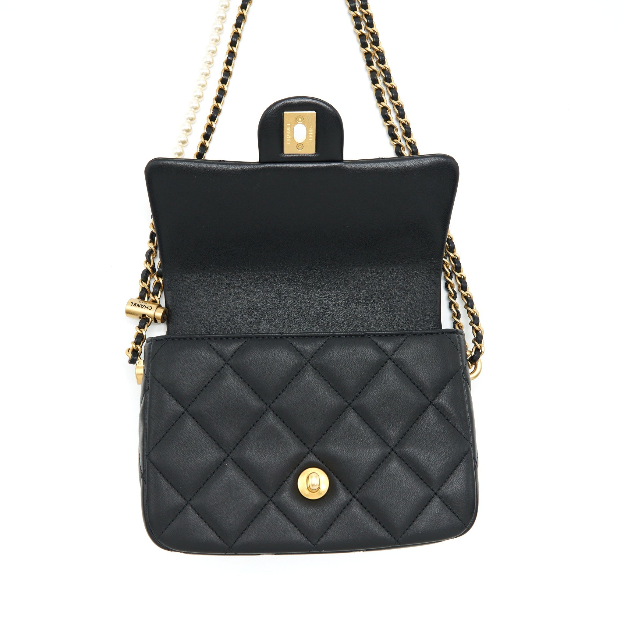 CHANEL MY PERFECT MINI FLAP BAG LAMBSKIN BLACK GHW (MICROCHIP)