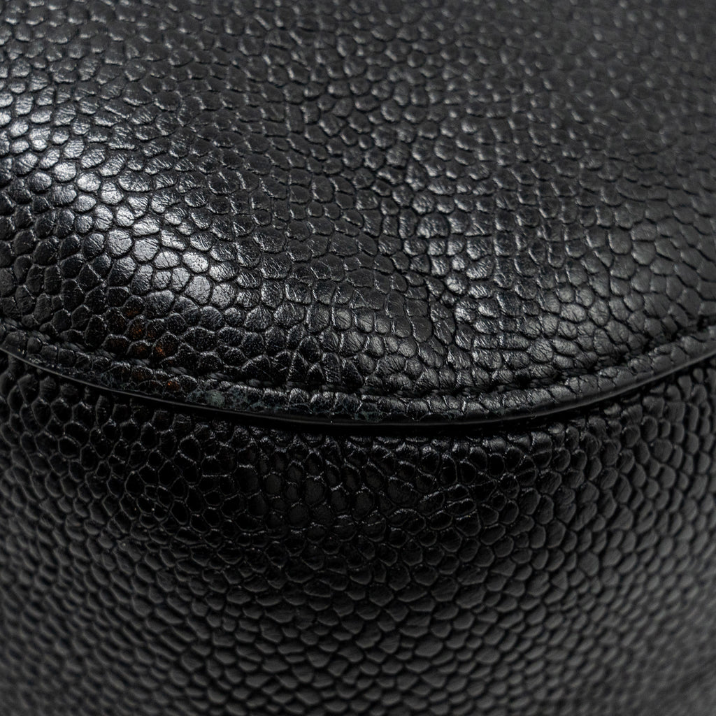 CHANEL LARGE TOP HANDLE FLAP BAG GRAINED CALFSKIN BLACK GHW