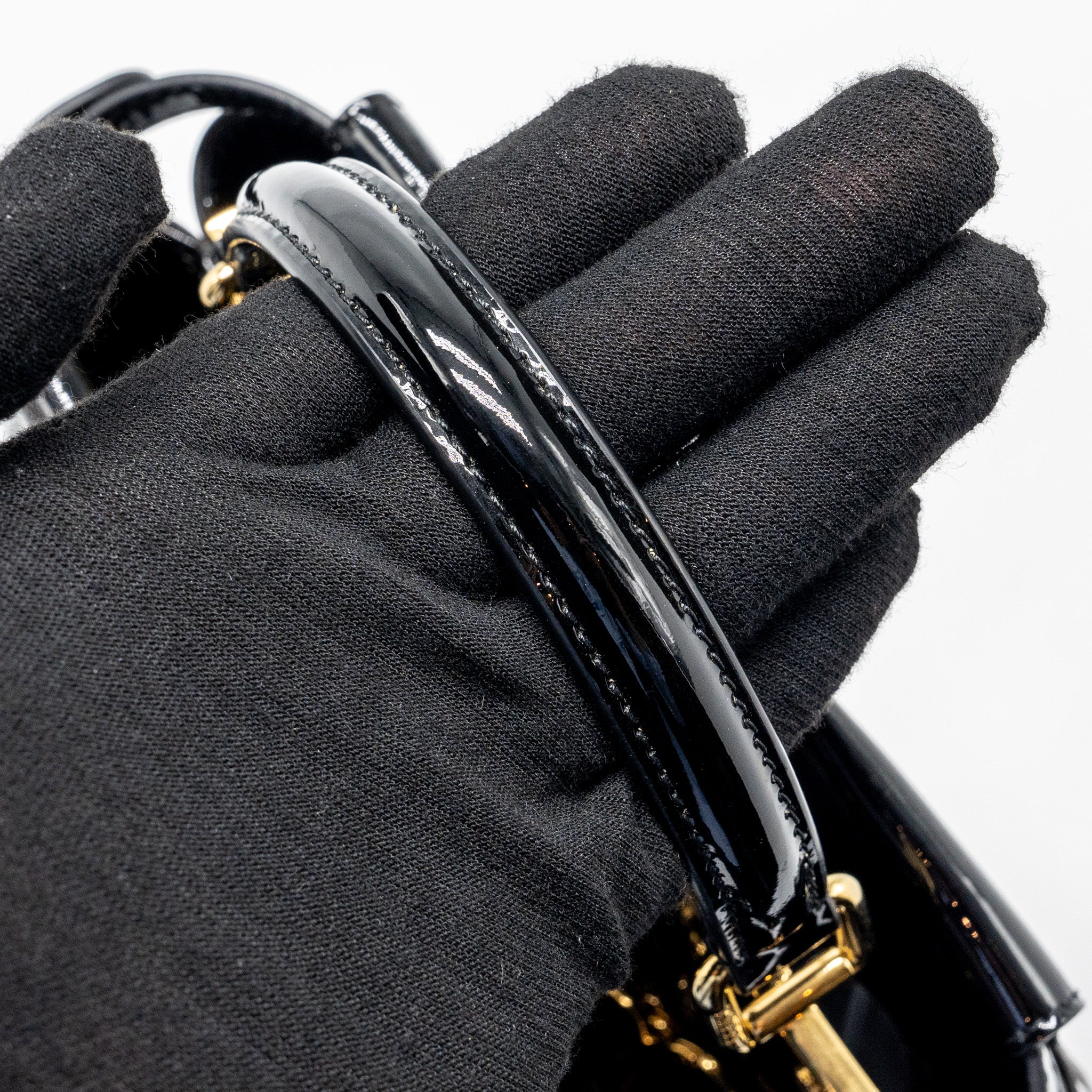FENDI MINI PEEKABOO PATENT BLACK GHW