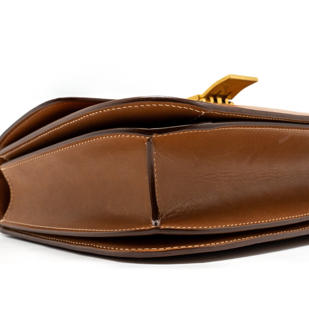 CELINE MEDIUM CLASSIC BOX BAG CALFSKIN BROWN GHW