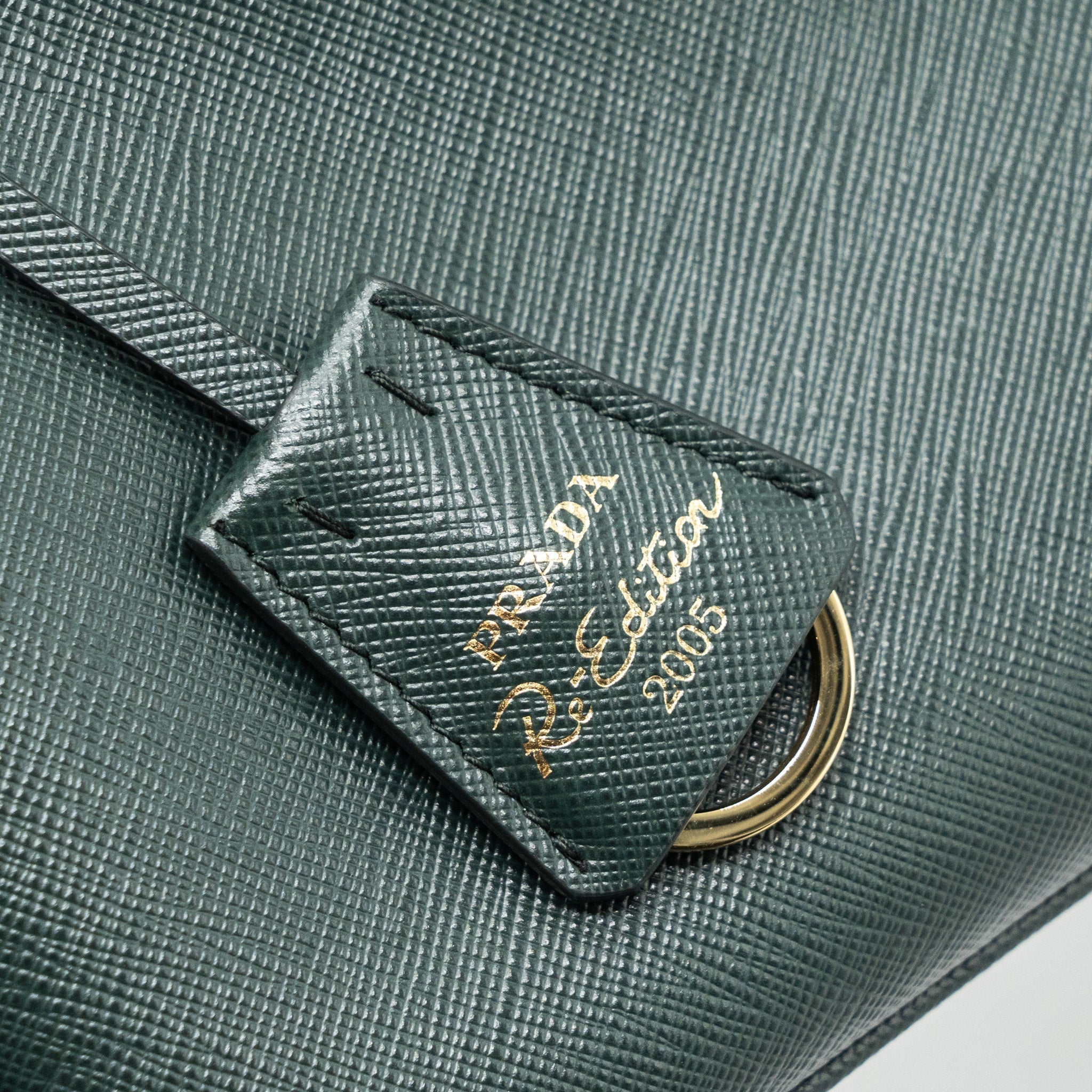 PRADA RE-EDITION 2005 SAFFIANO DARK GREEN GHW