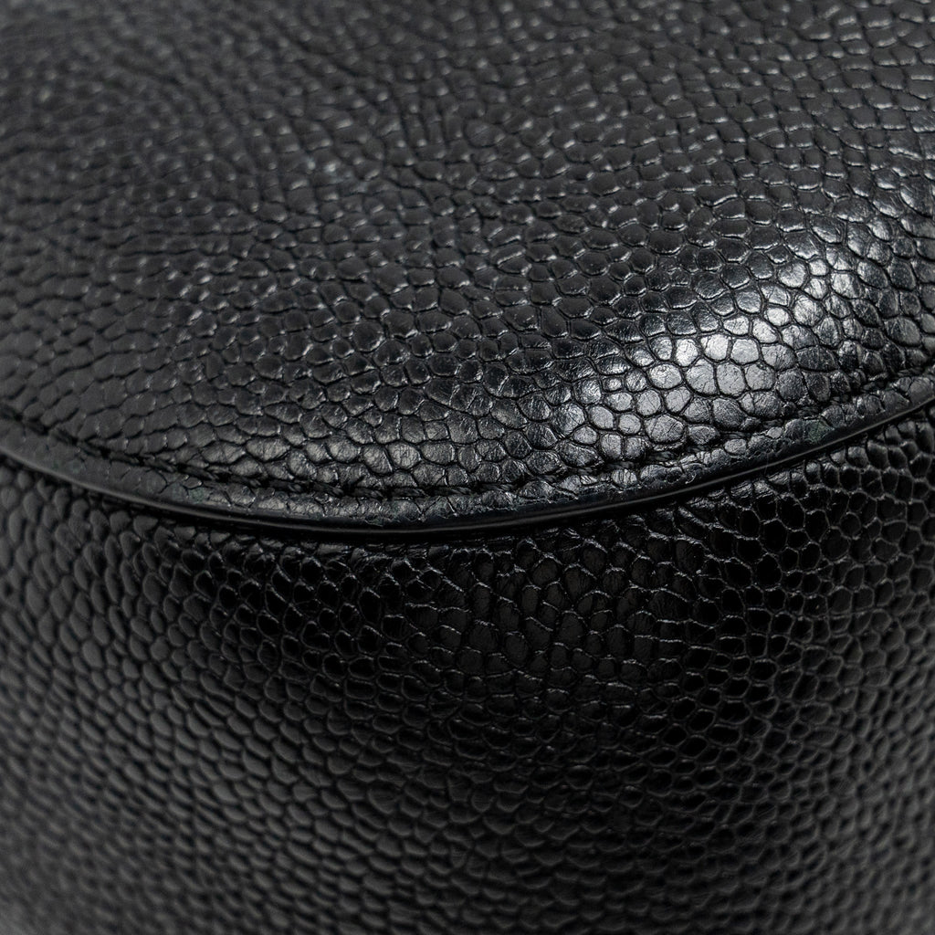 CHANEL LARGE TOP HANDLE FLAP BAG GRAINED CALFSKIN BLACK GHW