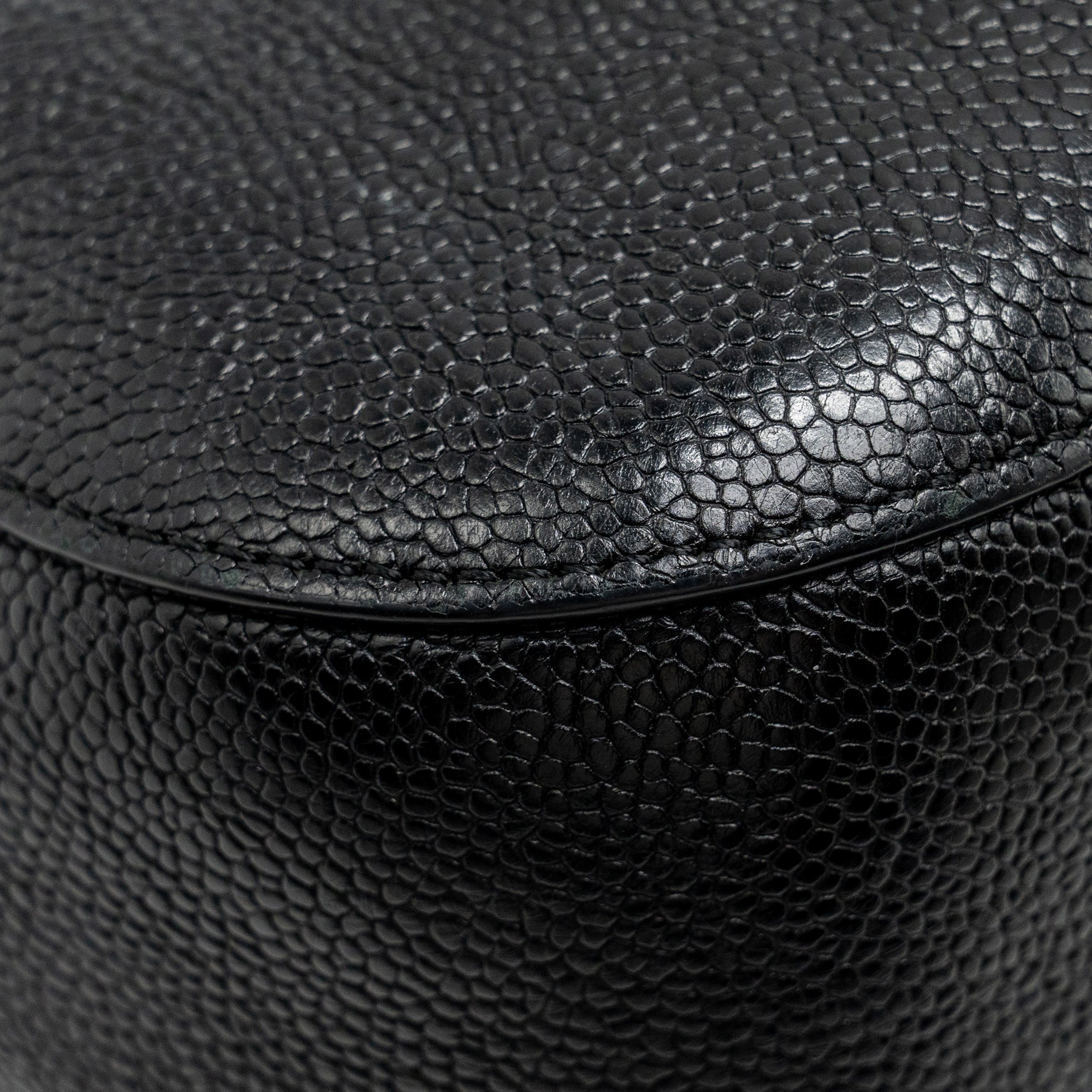 CHANEL LARGE TOP HANDLE FLAP BAG GRAINED CALFSKIN BLACK GHW
