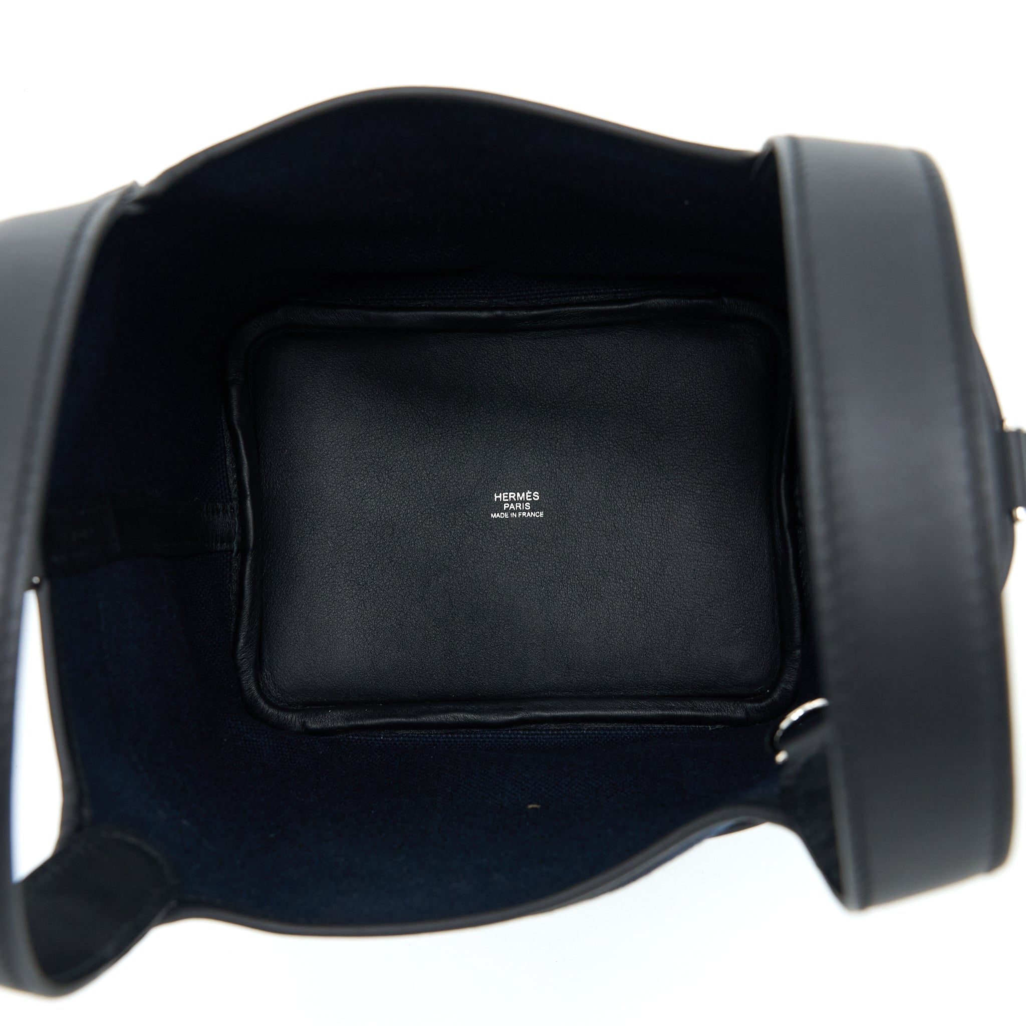 HERMES PICOTIN CARGO 18 LOCK BAG SWIFT/TOILE BLUE MARINE/NOIR SHW