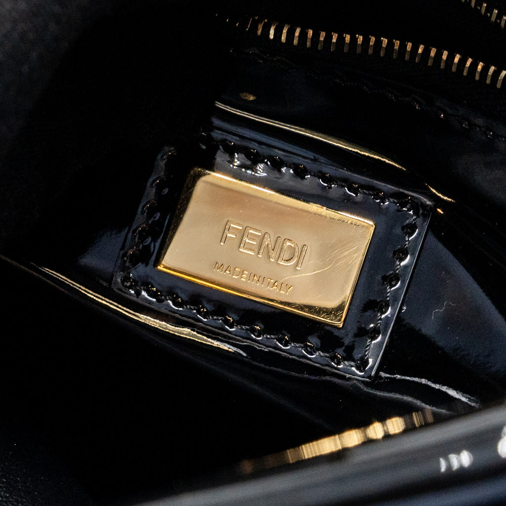 FENDI MINI PEEKABOO PATENT BLACK GHW