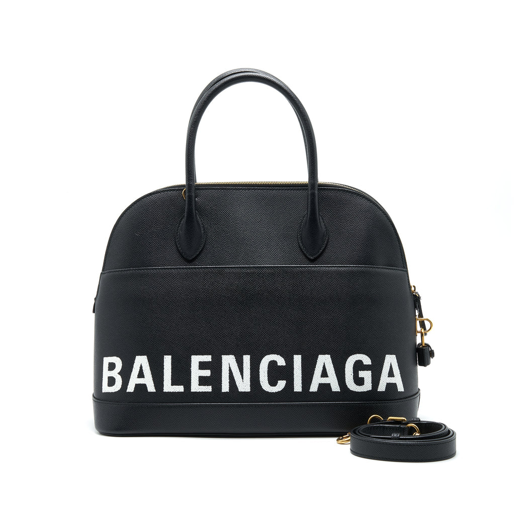 BALENCIAGA LARGE VILLA TOP HANDLE TOTE BAG BLACK