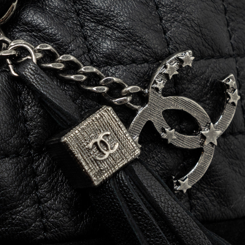 CHANEL BUCKET BAG GOATSKIN/SUE CALFSKIN BLACK SHW
