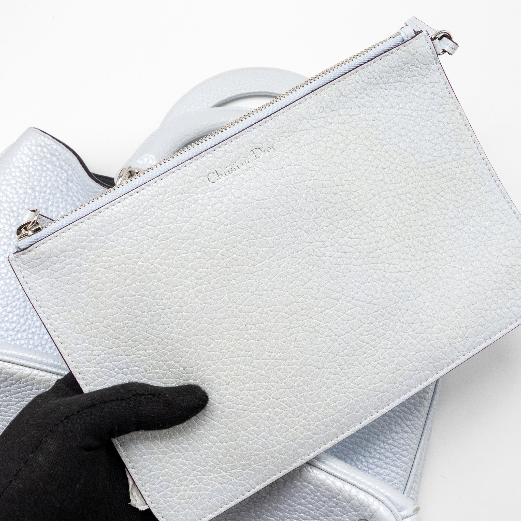 DIOR DIORISSIMO TOTE BAG GRAINED CALFSKIN LIGHT GREY SHW