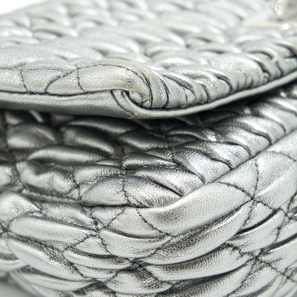 MIU MIU ICONIC CRYSTAL CLOQUE NAPPA SILVER SHW