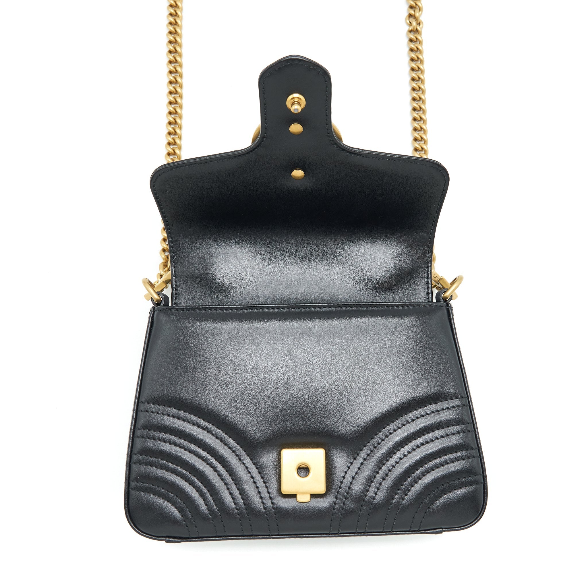 GUCCI GG MARMONT MINI TOP HANDLE BAG CALFSKIN BLACK GHW