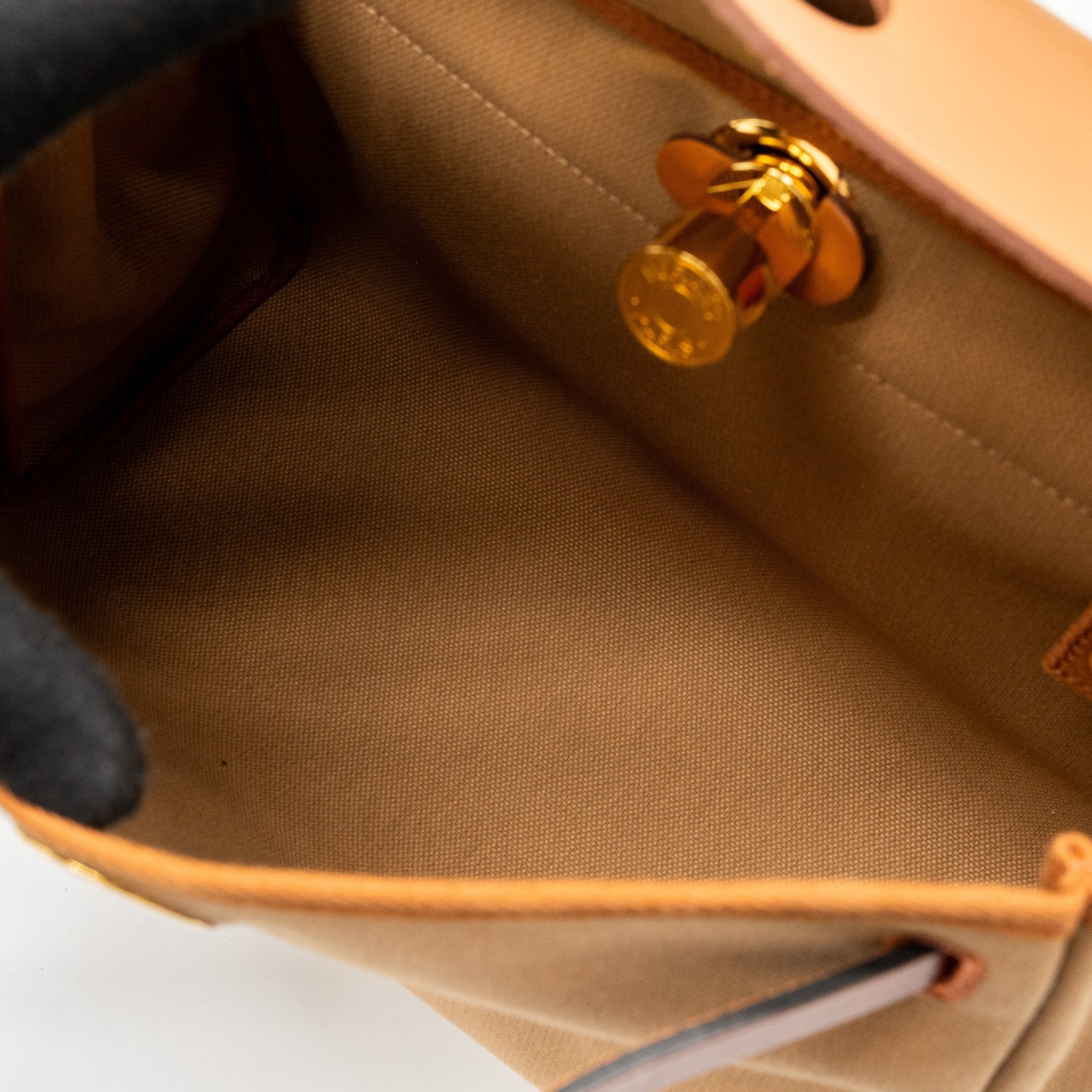 HERMES HERBAG 31 ZIP BAG CANVAS/VACHE HUNTER CHAI/ NATURAL SABLE/ FAUVE/ CUIVRE GHW