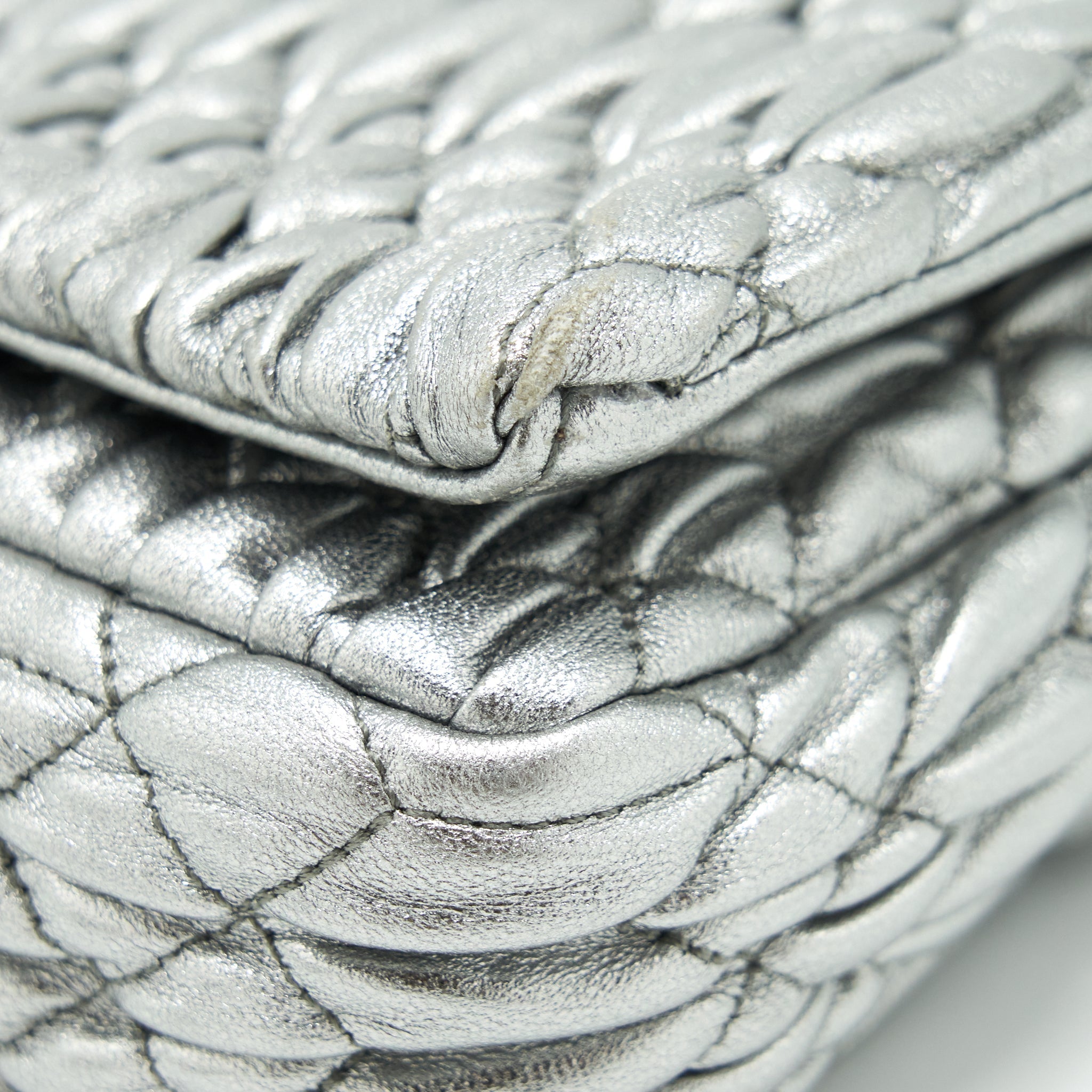 MIU MIU ICONIC CRYSTAL CLOQUE NAPPA SILVER SHW