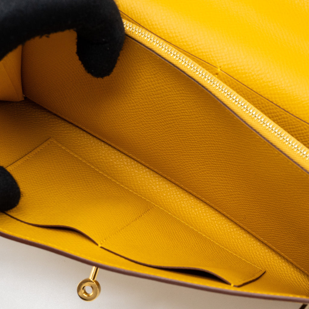 HERMES KELLY TO GO EPSOM JAUNE AMBER GHW