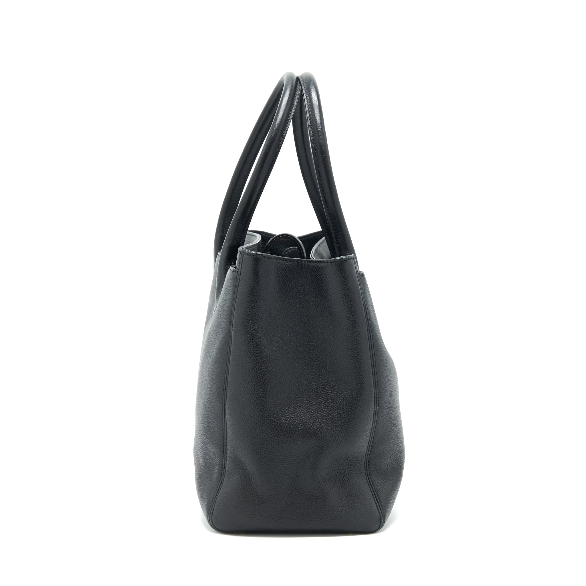 CHANEL CERF TOTE BAG GRAINED CALFSKIN BLACK GHW