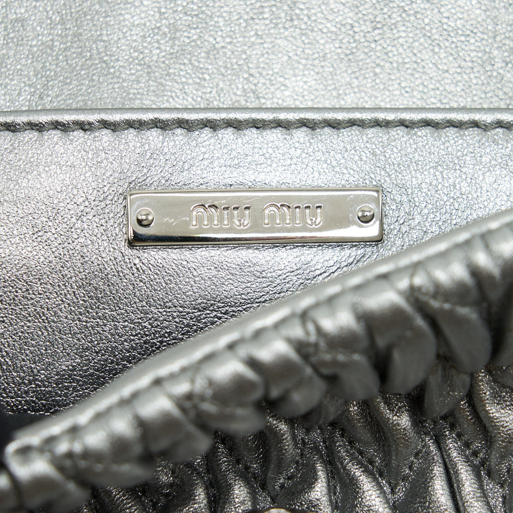 MIU MIU ICONIC CRYSTAL CLOQUE NAPPA SILVER SHW