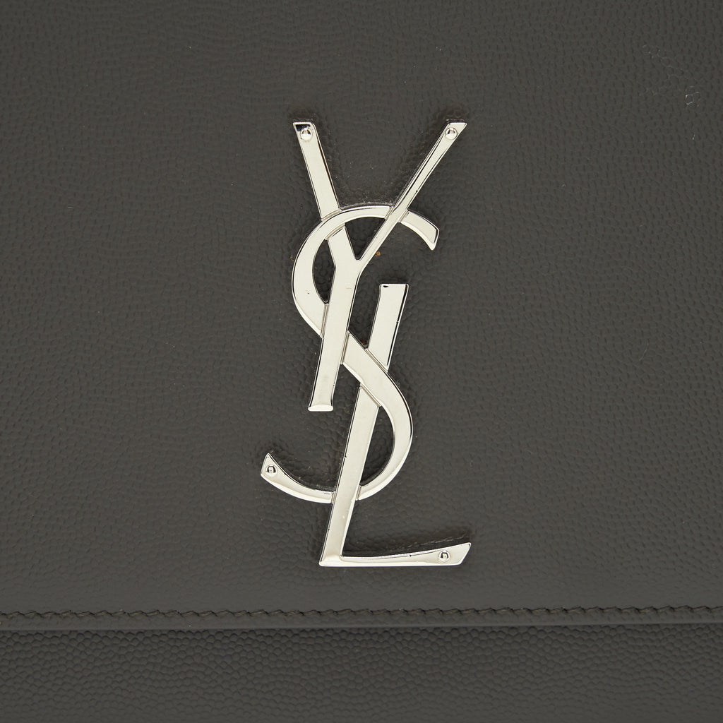 SAINT LAURENT(YSL) LARGE MONOGRAMME KATE CHAIN BAG GRAINED CALFSKIN GREY SHW