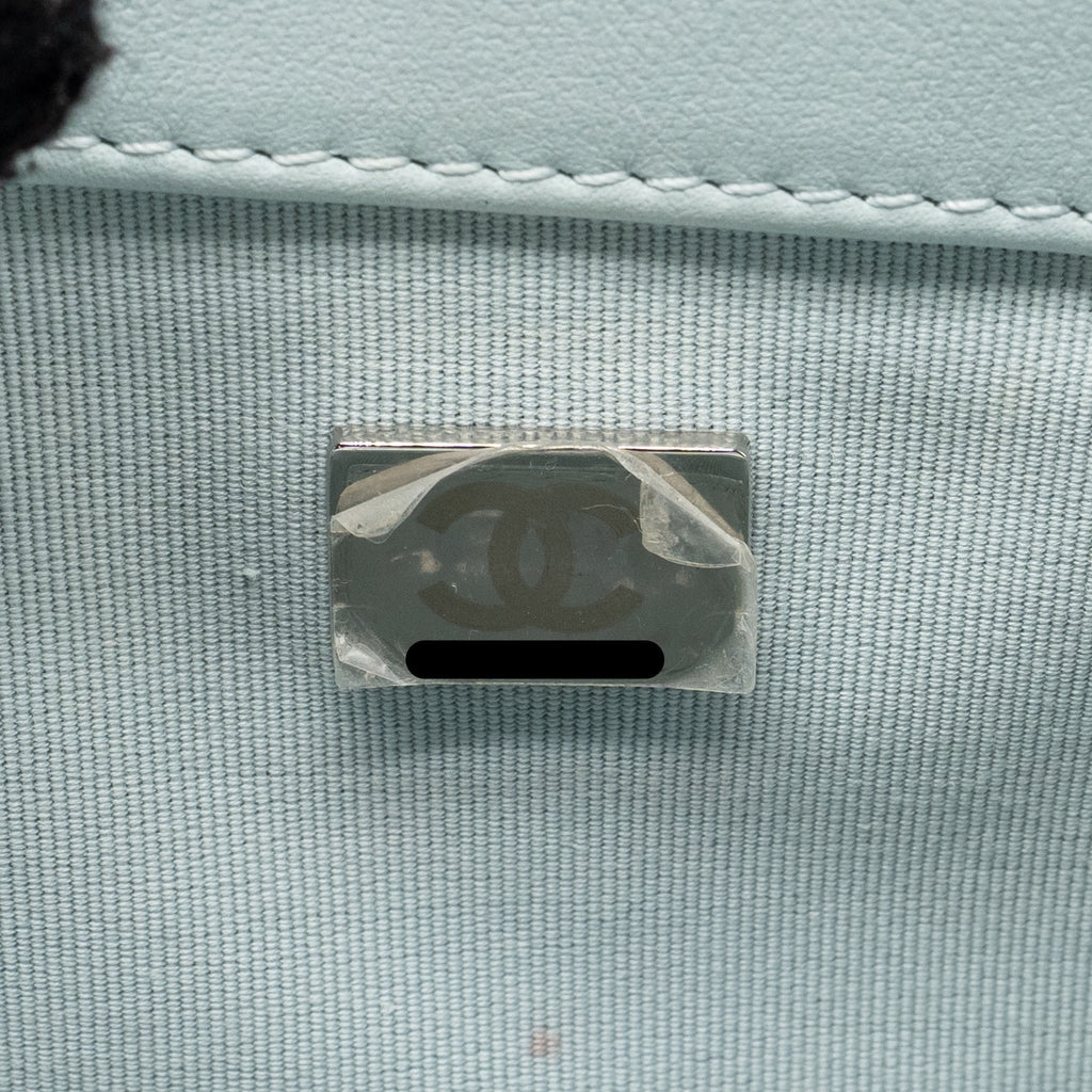 CHANEL SMALL BOY BAG CALFSKIN LIGHT BLUE SHW (MICROCHIP)