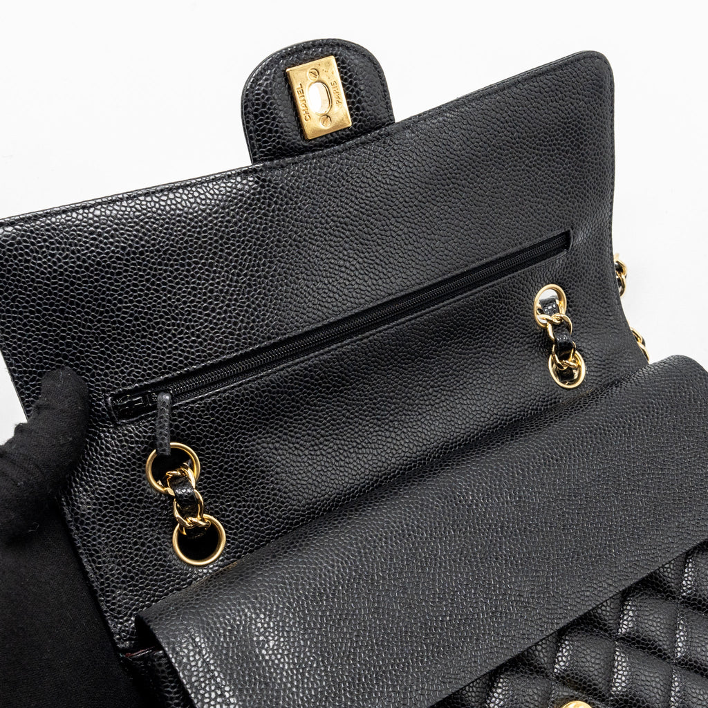 CHANEL MEDIUM CLASSIC DOUBLE FLAP BAG CAVIAR BLACK GHW