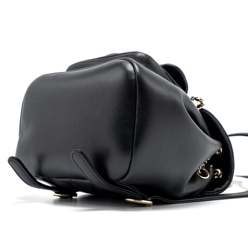 CHANEL 24P MINI DUMA BACKPACK CALFSKIN BLACK LGHW (MICROCHIP)