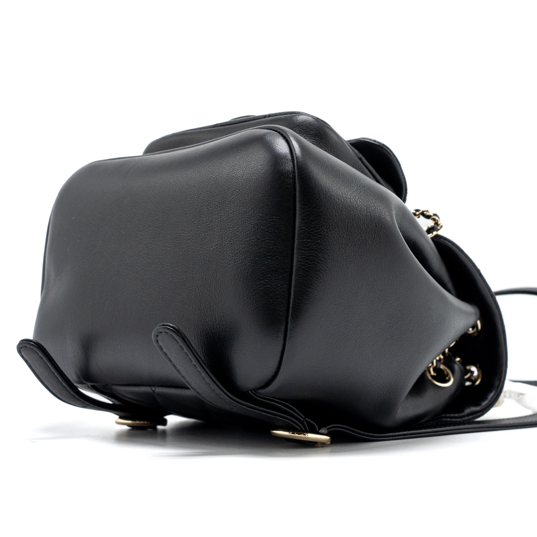 CHANEL 24P MINI DUMA BACKPACK CALFSKIN BLACK LGHW (MICROCHIP)