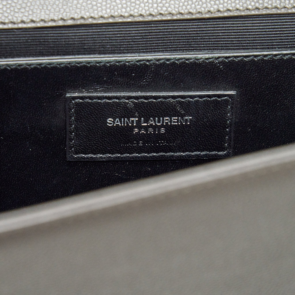 SAINT LAURENT(YSL) LARGE MONOGRAMME KATE CHAIN BAG GRAINED CALFSKIN GREY SHW