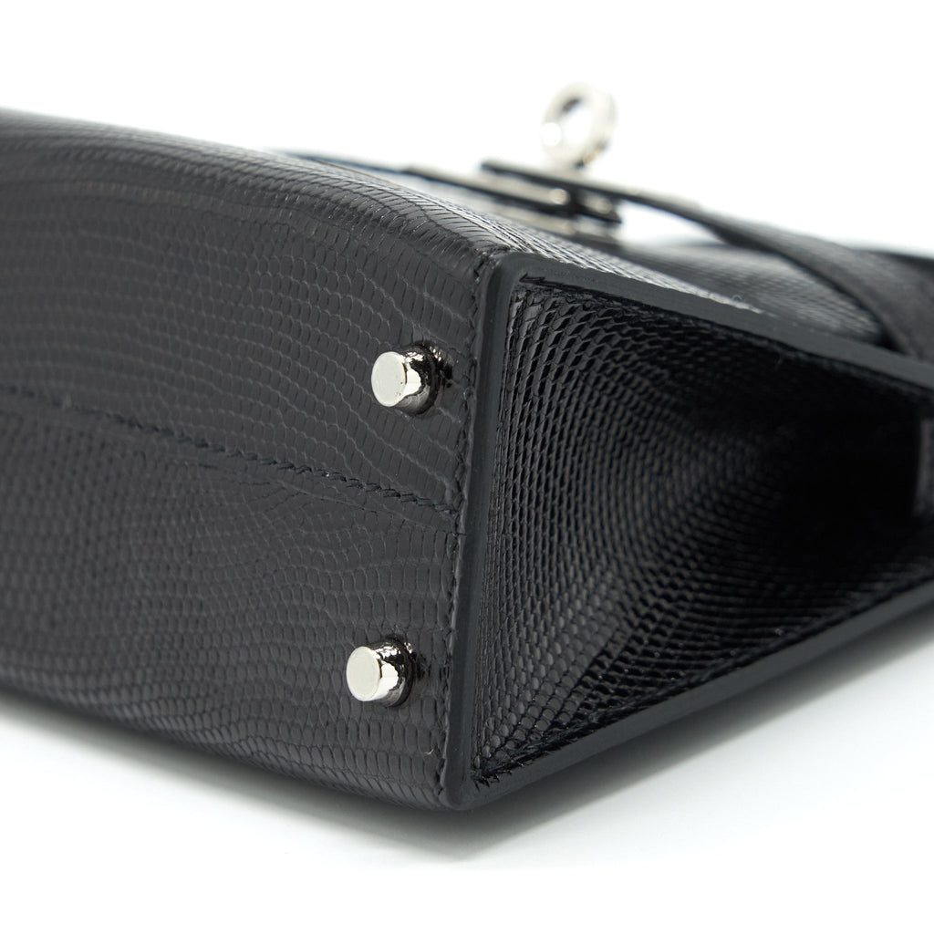 HERMES MINI KELLY 20CM LIZARD BLACK SHW