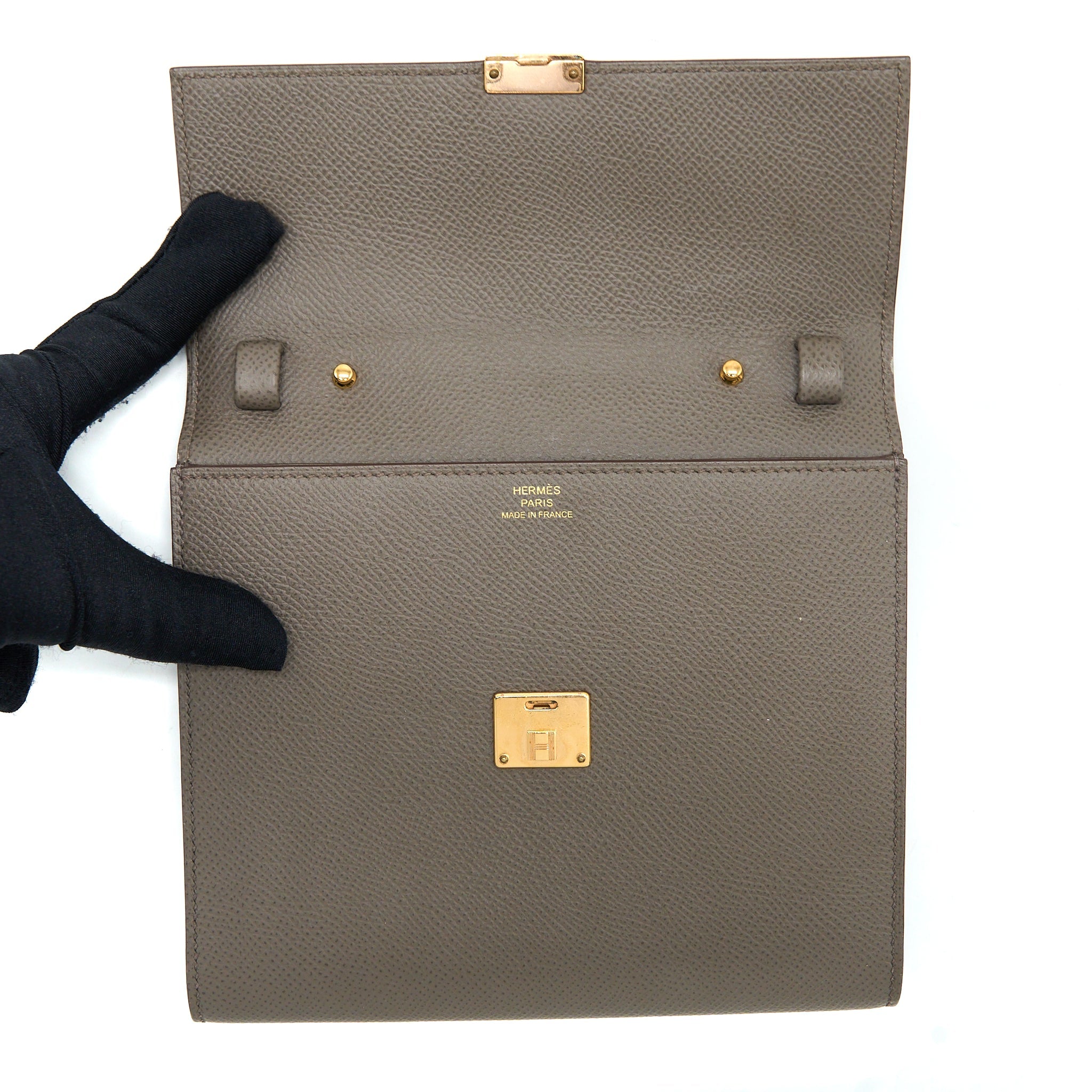 HERMES CLIC 16 WALLET EPSOM GRIS ETAIN RGHW