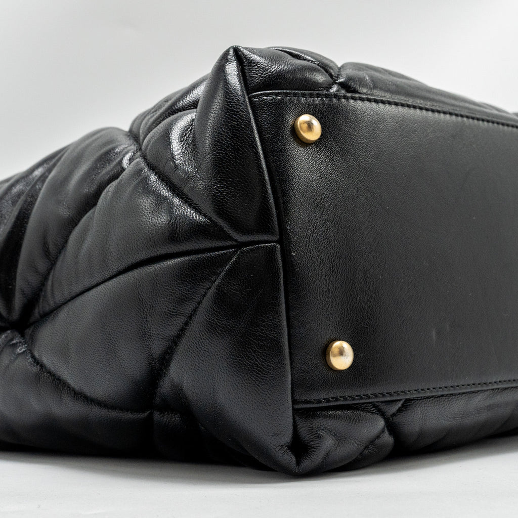 CHANEL NEW YORK BOWLING BAG QUILTED LAMBSKIN BLACK GHW