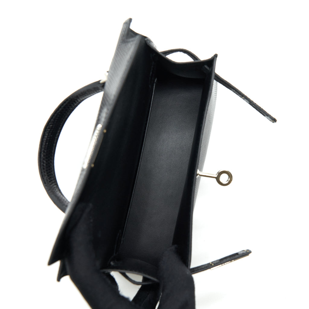 HERMES MINI KELLY 20CM LIZARD BLACK SHW