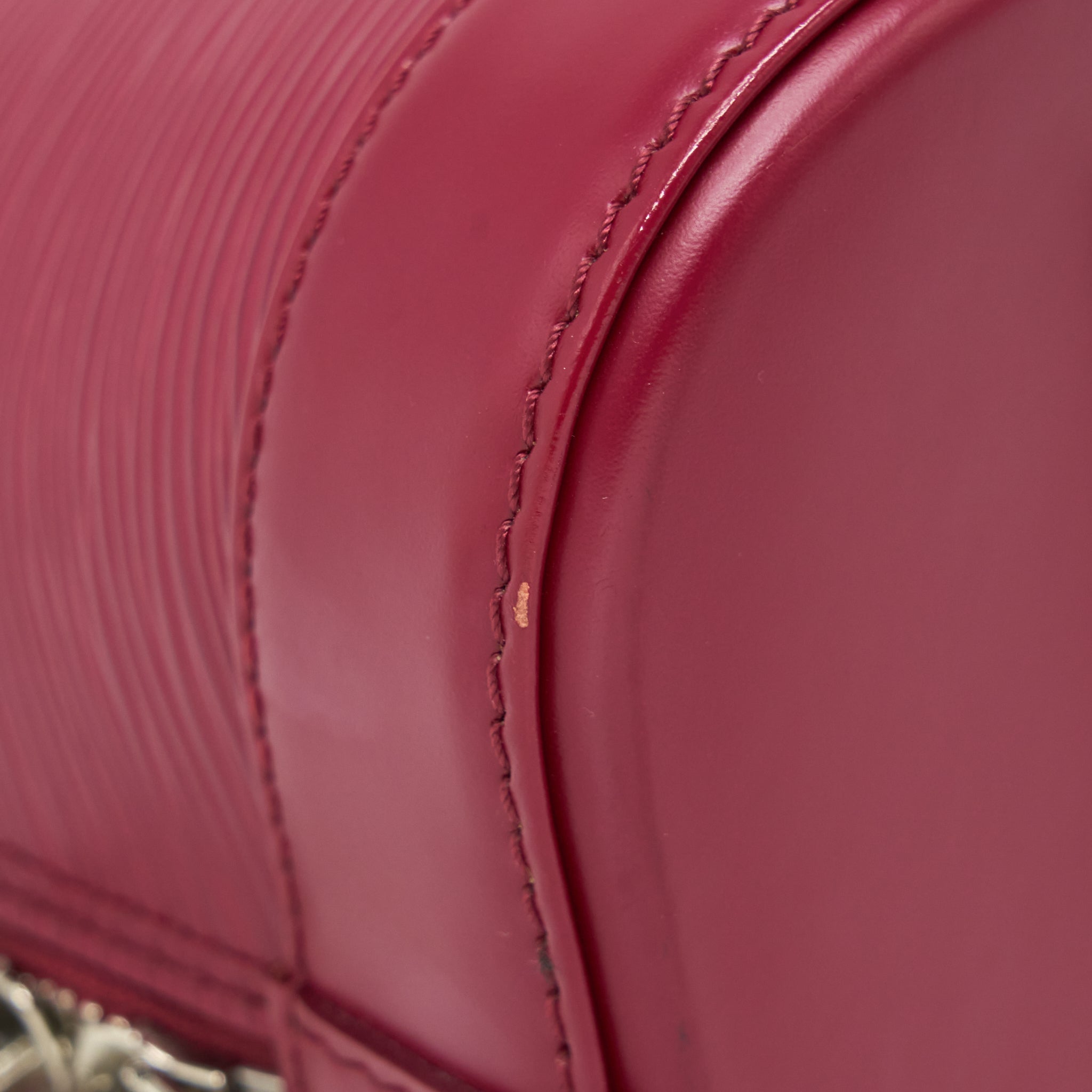 LOUIS VUITTON ALMA PM EPI DARK RED SHW WITH INITIAL J.Y ON KEY TAG