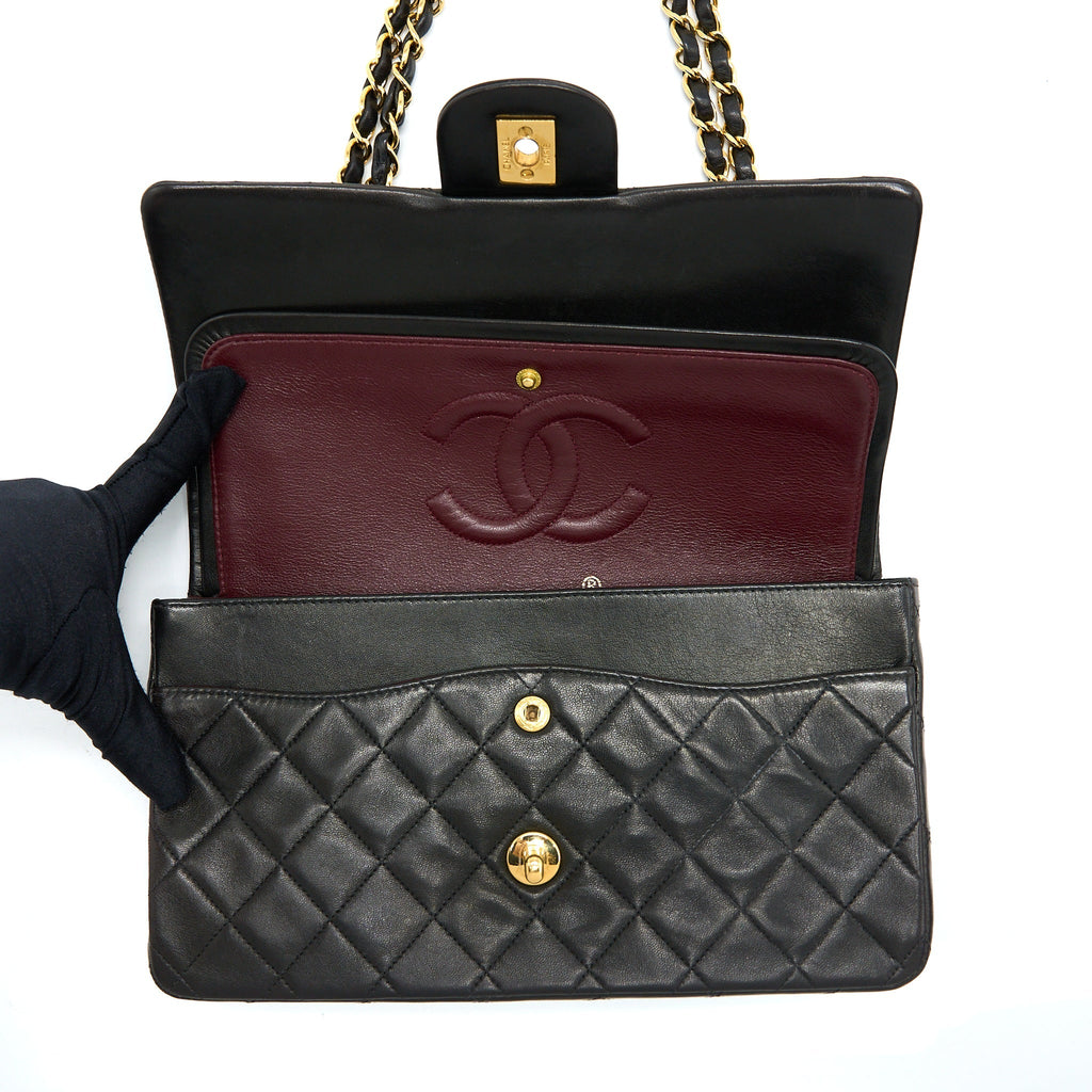 CHANEL VINTAGE CLASSIC DOUBLE FLAP BAG LAMBSKIN BLACK GHW