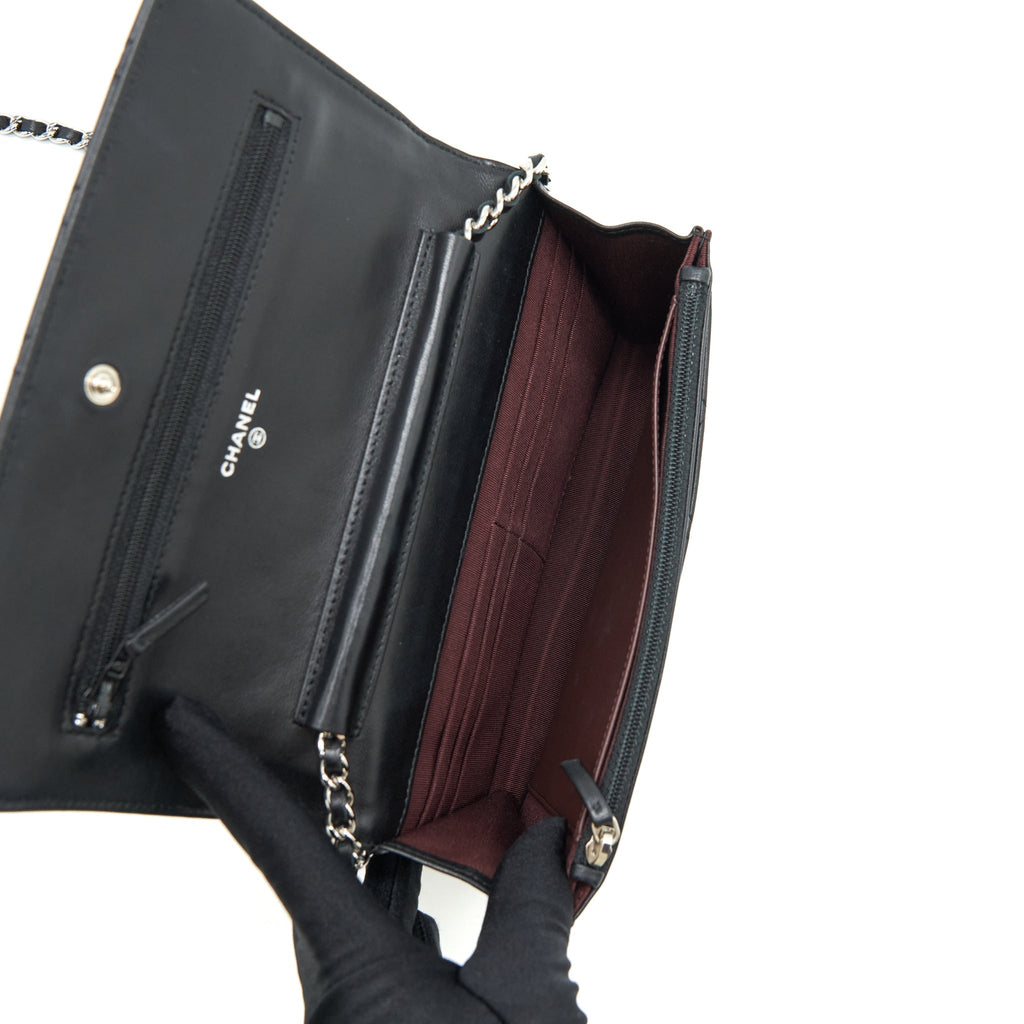 CHANEL CLASSIC WALLET ON CHAIN LAMBSKIN BLACK SHW