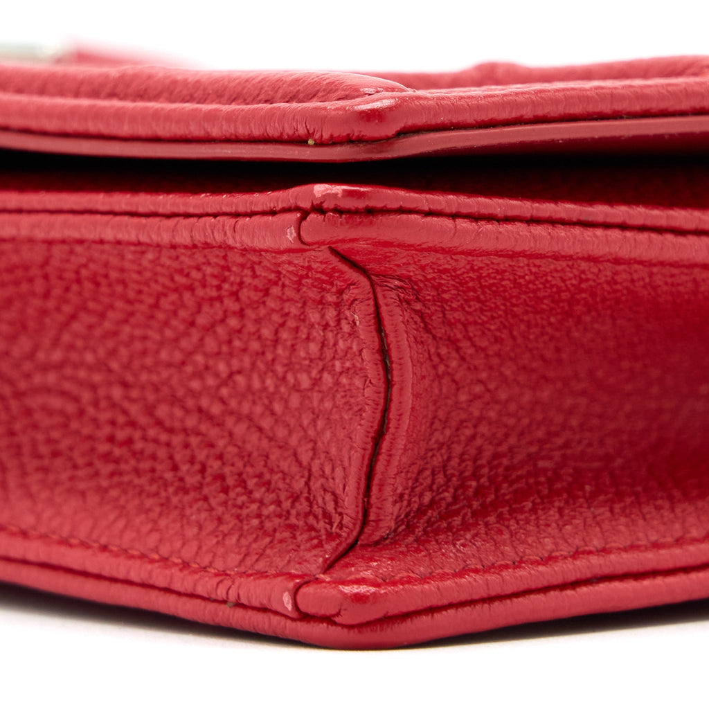 DIOR DIORAMA WALLET ON CHAIN CALFSKIN RED SHW